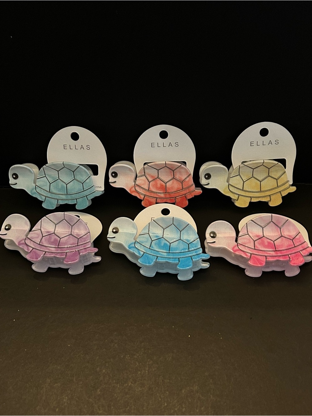 ELLAS Colorful Turtle Hair Claw Clips - Pastel Assorted Set of (6) Six NWT